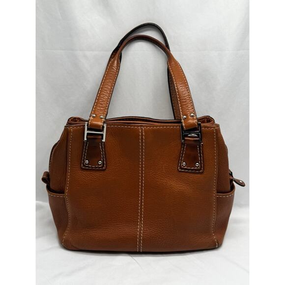 Vintage Fossil Brown Leather Handbag Purse No Shoulder Strap Classic Preppy - Picture 1 of 16